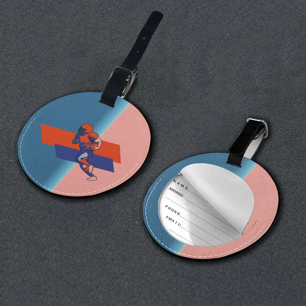 

WHEREISART Suitcase ID Addres Holder Portable Label Football Cartoon Colorful Luggage Label Straps Luggage Tags Creative