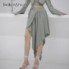 Женская Асимметричная юбка TWOTWINSTYLE, плиссированная юбка средней длины составного кроя с высокой талией и асимметричным подолом