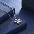 Прозрачный кулон в форме цветка, кристаллы LEKANI от Swarovski, ожерелье 925 пробы, серебряные бриллиантовые Свадебные ювелирные изделия, ожерелье