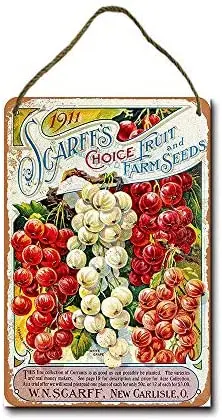 

Metal Sign 8x12 Inch 1911 Scarff Fruit and Farm Seeds Wall Decor Hanging Sign