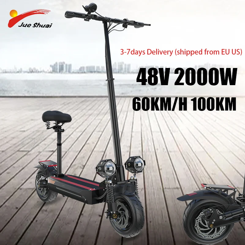 

60KM Long Range Folding Electric Scooter 48V 26Ah Lithium Battery 2000W E Scooter for Adult Electric Skateboard Free Tax