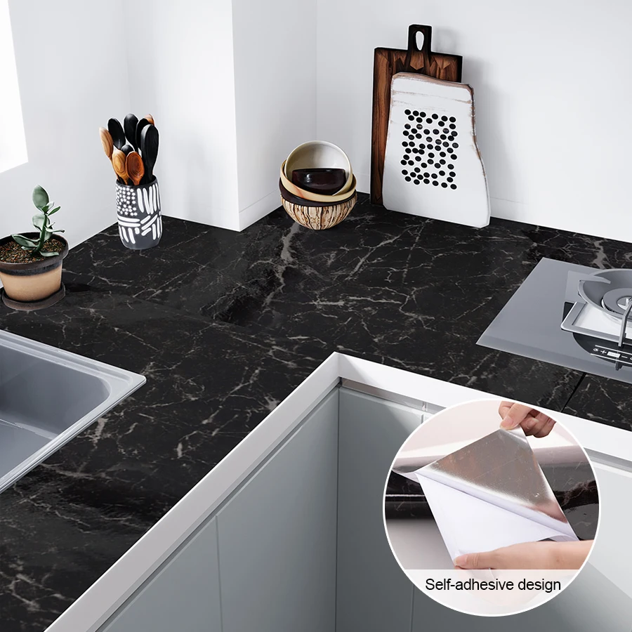 

Self Adhesive PVC Waterproof Oil-Proof Marble Wallpaper Contact Paper Wall Bathroom Kitchen Furniture Renovation Sticker