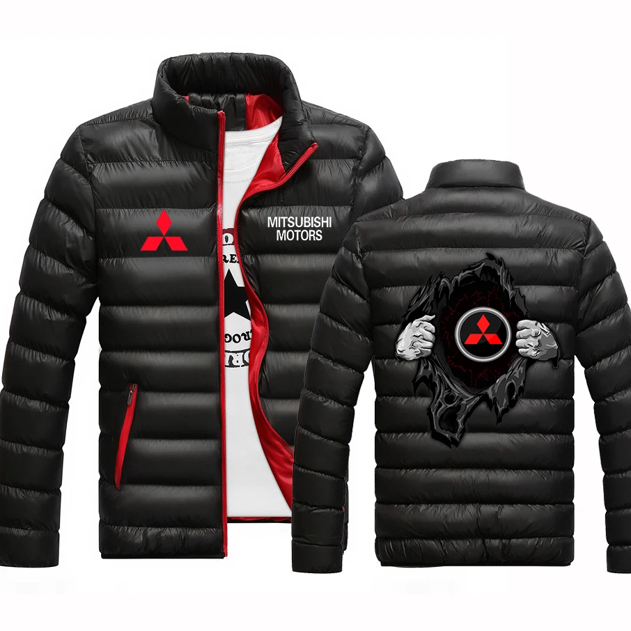 

Мужские зимние куртки на молнии с принтом логотипа автомобиля Mitsubishi, повседневные куртки с подкладкой для колледжа, теплые мужские пальто в...