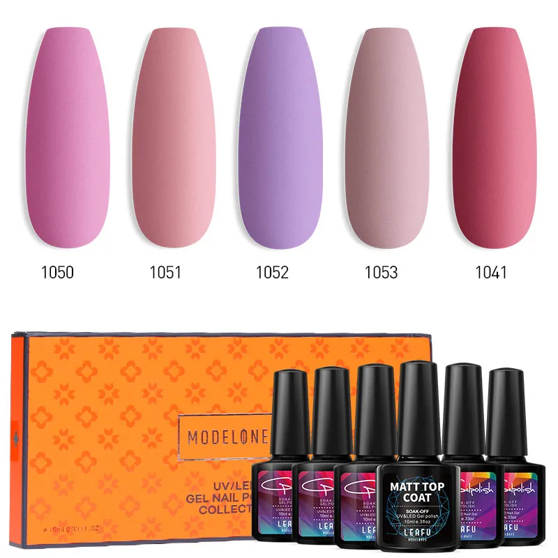 Modelones 6 шт./лот Гель-лак с матовым эффектом 5 цветов маникюрный набор для дизайна