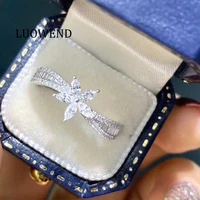 luowend 18k white gold women wedding ring 0 45 ct gold rings halo anillos mujer luxury real natural diamond ring for women