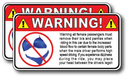 

2pk Funny Warning Decal Sticker NO BRA & PAINTIES Vinyl Graphic Trunk Car Stickers for Cars, Motos, Laptops, Industry