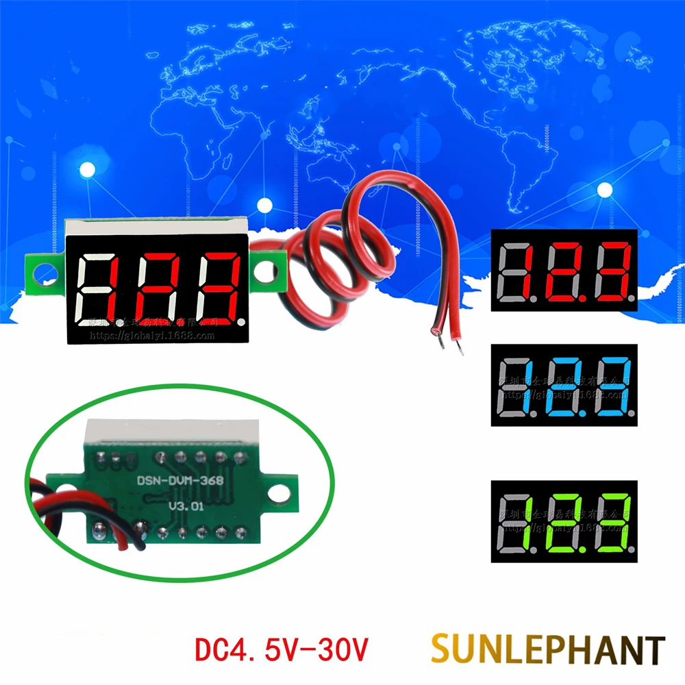 

0.36 inch DC 4.5-30V 2 Wires Mini Digit Display Voltmeter Mini LED Digital Panel Volt Voltage Meter Instrument Car