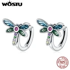 Женские серьги-гвоздики в виде стрекозы, из серебра 925 пробы