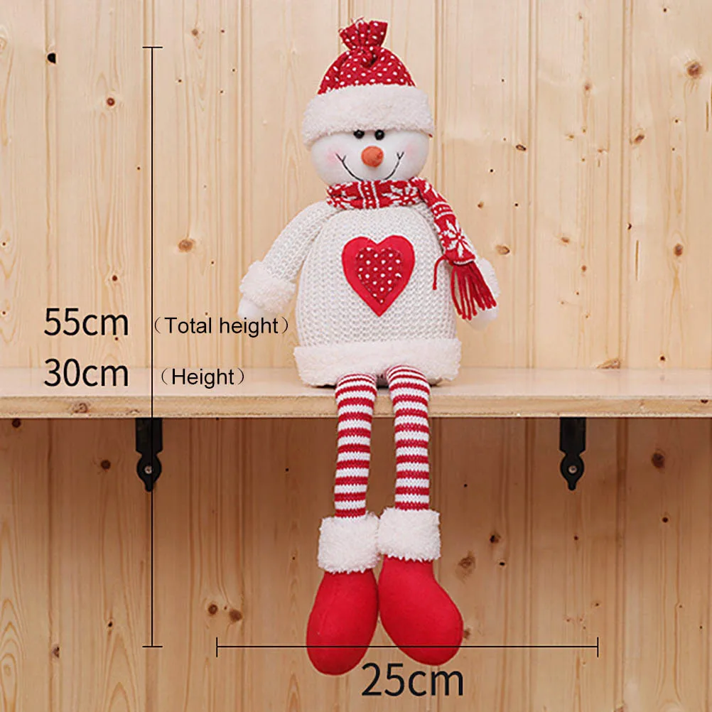 Рождественская сидячая кукла украшение с длинными ногами Санта Клаус снеговик
