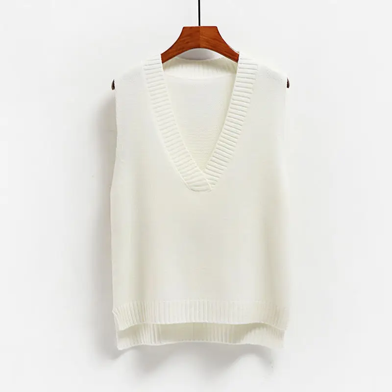 

Sweater Vest Women Sweet Loose All-match Korean Style Fashion V-neck Sleeveless Leisure Chic Simple Elegant Harajuku Clothing
