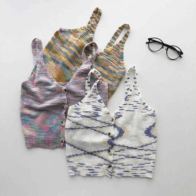 Женский трикотажный топ без рукавов с V-образным вырезом | Женская одежда