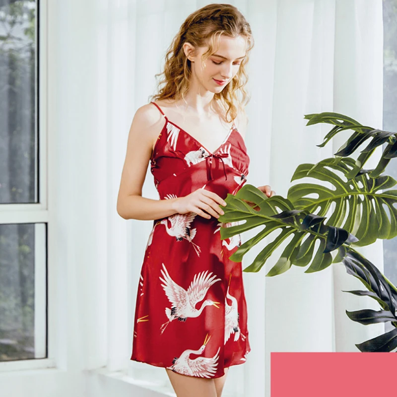 

2020 весенне-летняя пикантная одежда для сна, женское нижнее белье, ночная рубашка, женская шелковая Красивая Соблазнительная Домашняя одежд...