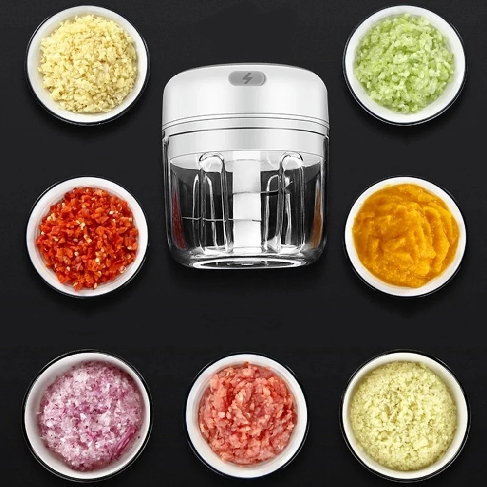

100/250ml Mini USB Wireless Electric Garlic Masher Sturdy Press Mincer Vegetable Chili Meat Grinder Food Chopper Kitchen Tools