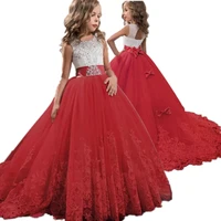 red girl lace embroidery christmas birthday party dress flower wedding gown formal kids dresses for girls teen clothes 6 14 yrs