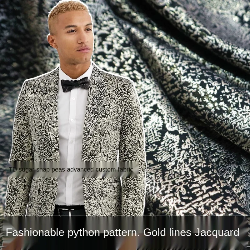 

Metal wire python pattern yarn-dyed jacquard dress suit jacket fabric, sewing fabric factory shop is not out of stock