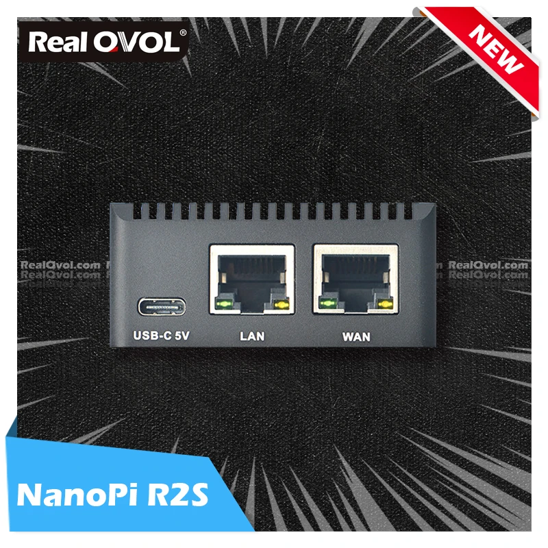 Шлюз Ethernet RealQvol FriendlyELEC 2021 новый NanoPi R2S два Гбит/с поддержка OpenWrt LEDE SSR V2ray плата Linux