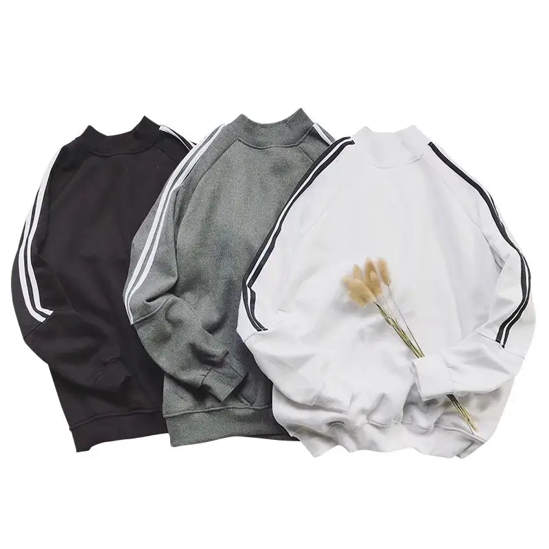 Men Japanese Style Warm Solid Color Round Collar Sweater Long Sleeve Elastic Slim Pullover Tops