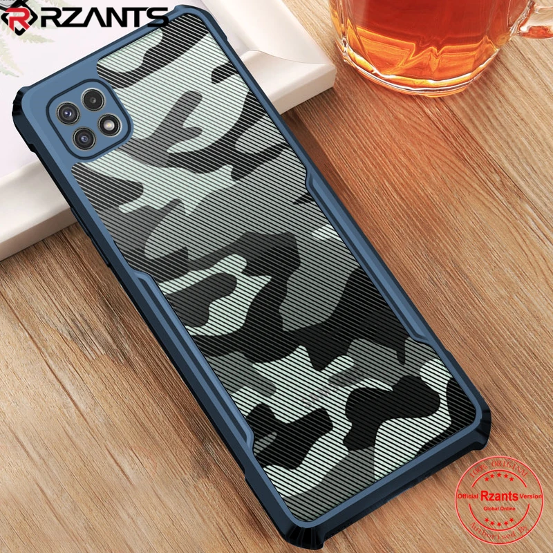 

Rzants For Samsung Galaxy A22 4G 5G Case Hard Camouflage Cover TPU Frame Bumper Half Clear Phone Shell