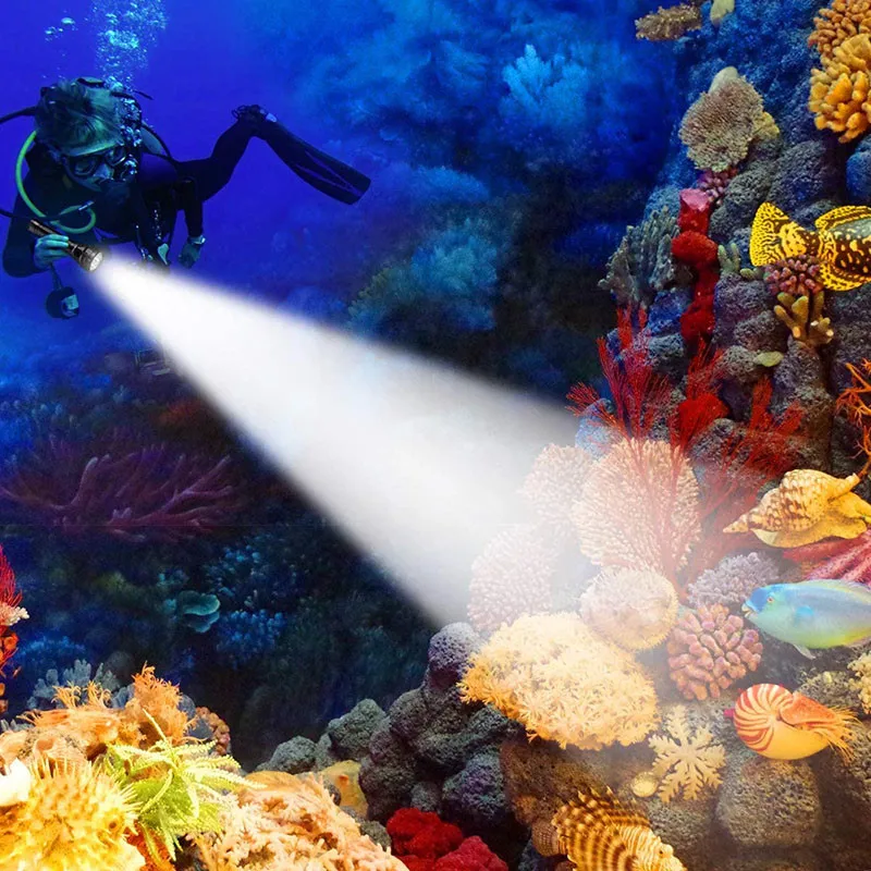 

Professional Powerful Bright Diver Waterproof Diving Flashlight Underwater Torch Lamp Lanterna Swimming Props Travel Essentials