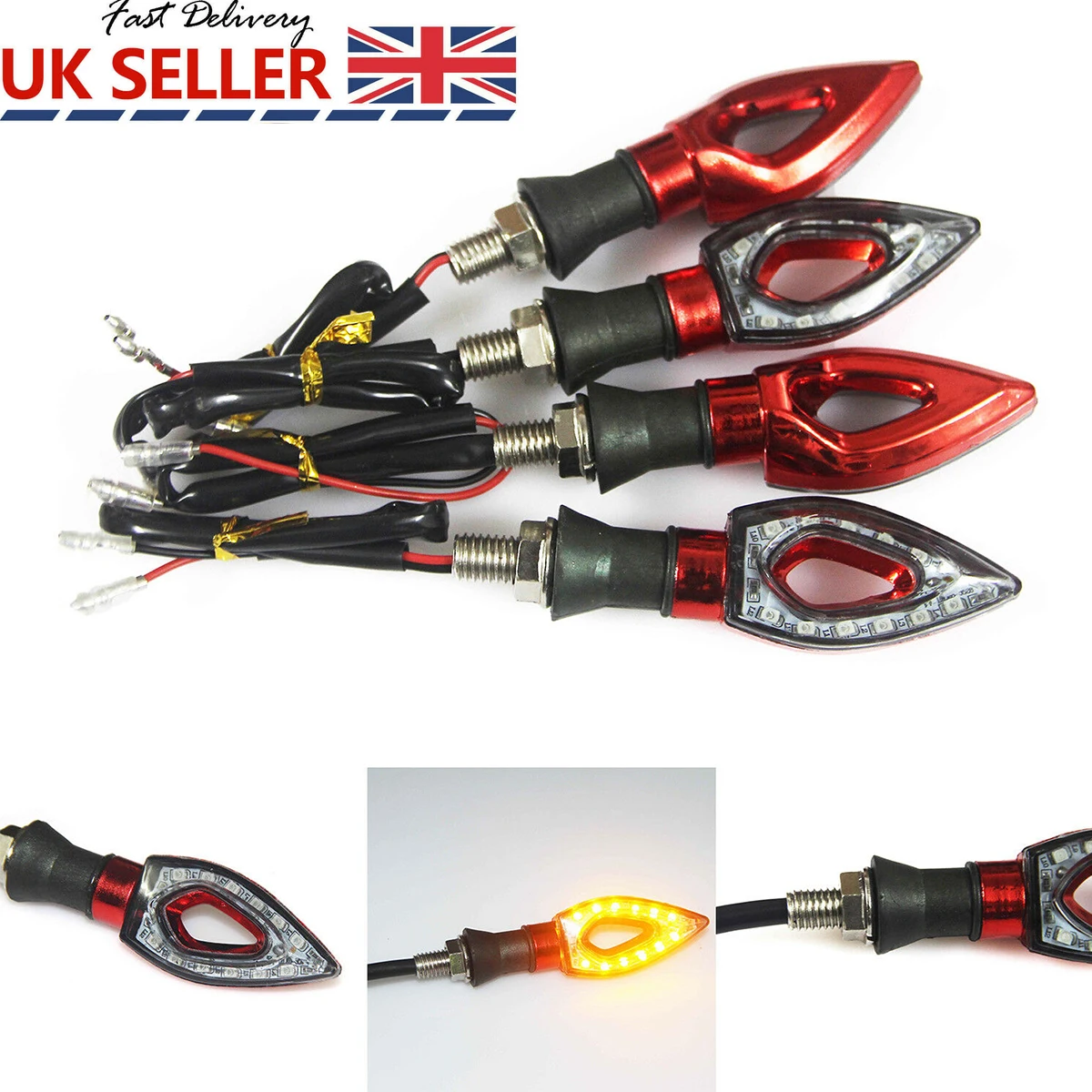 Универсальный 12В 4 шт. Янтарный светодиодный индикатор поворота мотоцикла