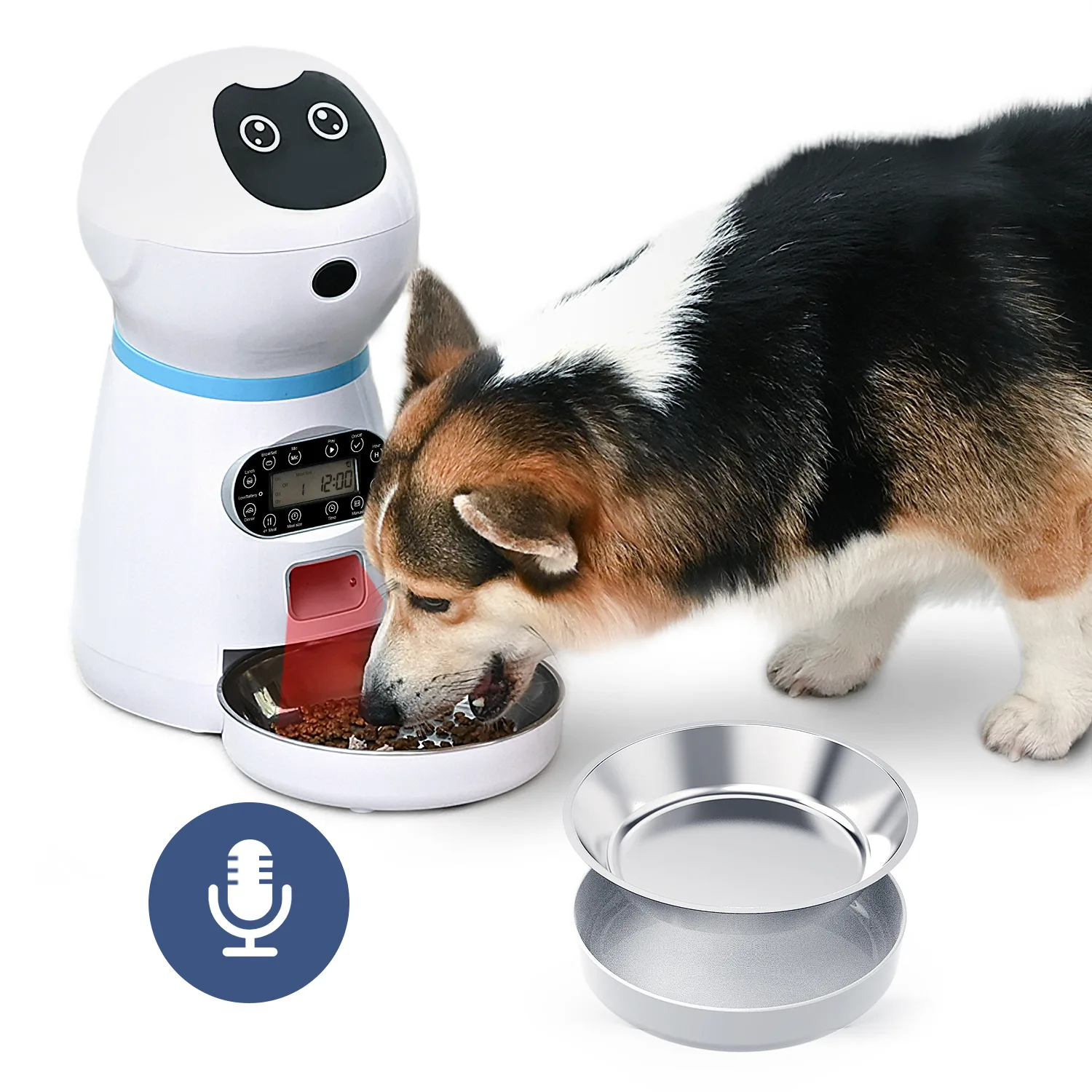 

MEOWS Automatic Pet Feeder 3.5L Capacity LCD Voice Record Stainless Steel Dog Cat Food Timing 6 Grids Intelligent Dispenser Bowl