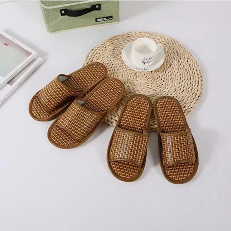 

2021 summer, Rattan grass hemp weave, home, sandals and slippers, couples, comfortable slippers