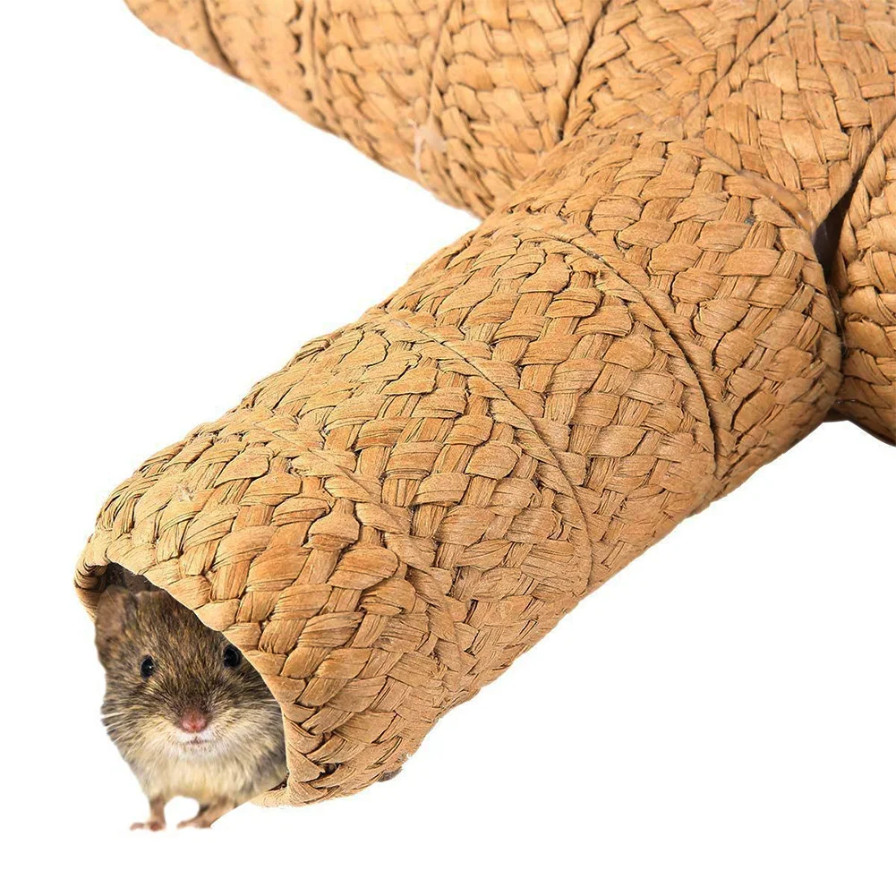 Playing Hamster Tunnel Funny Pet Supplies Cave Natural Grass Small Animal Hedgehog House Toy Summer Guinea Pig Hand Woven Tubes | Дом и сад