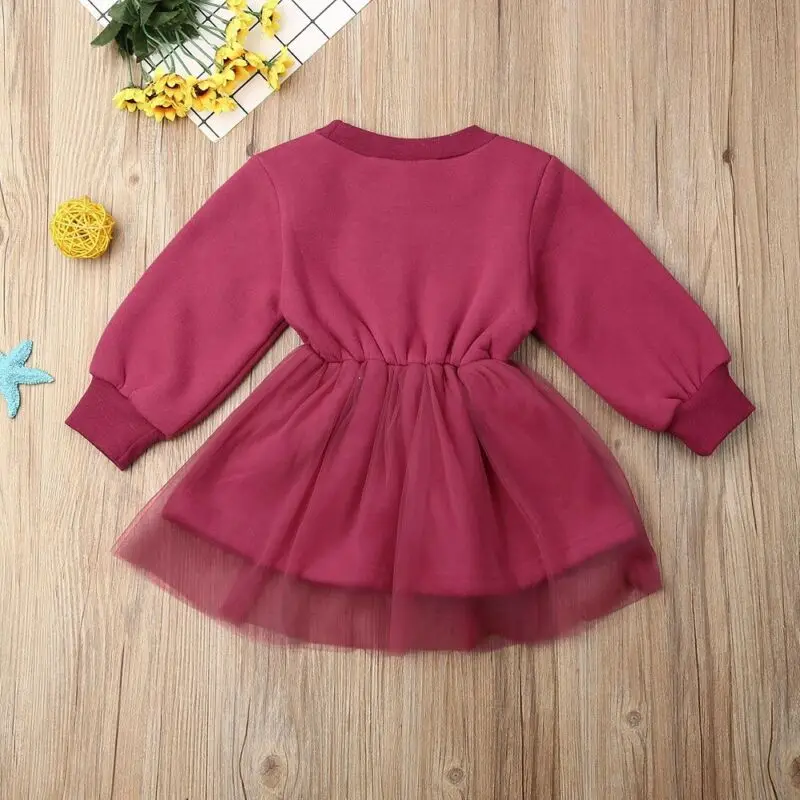 2019 детская весенне-осенняя одежда для маленьких девочек Кружевное платье-пачка с