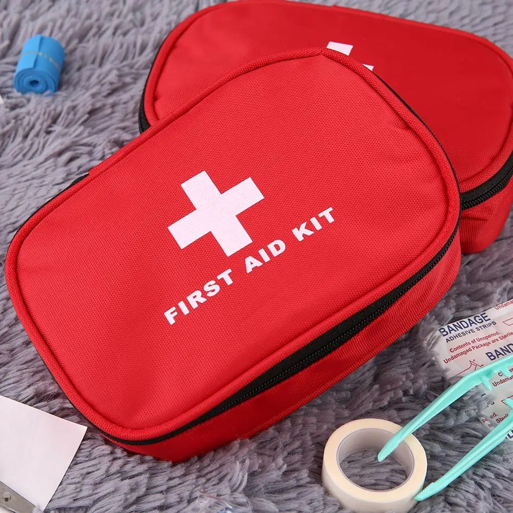 

First Aid Kit Red nylon Outdoors Camping Emergency Survival Empty Bag Bandage Drug Waterproof Storage Bag 15*10*5cm