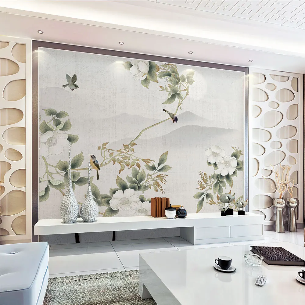 Украшение текстильные обои Новый китайский стиль ручка Цветок Птица дальние