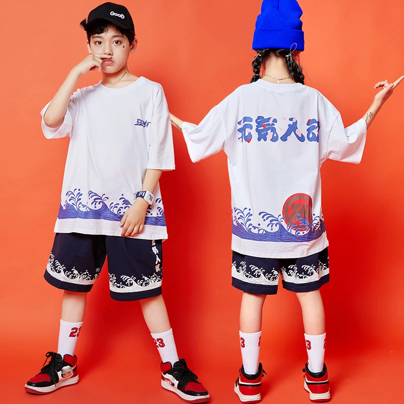 

Children'S Day Hip Hop Dance Costumes For Kids Short Sleeved Loose Hiphop Suit Boys Girls Jazz Performance Rave Clothes DN7999