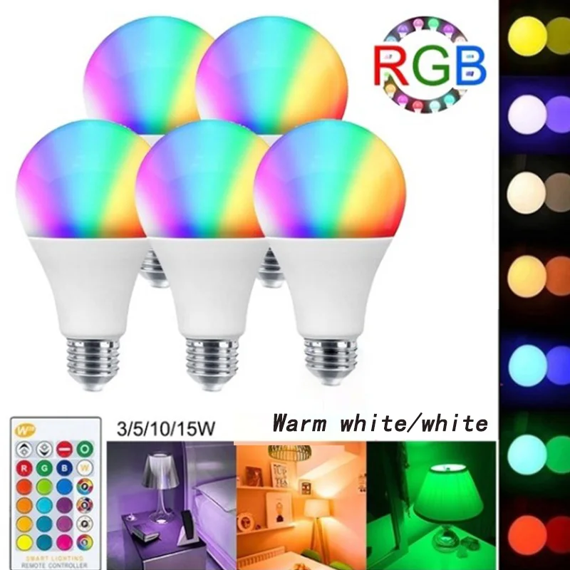 

Лампа с пультом дистанционного управления, цветсветодиодный Светодиодная лампа RGB, цветная лампа RGB, белая лампа для ежедневного освещения