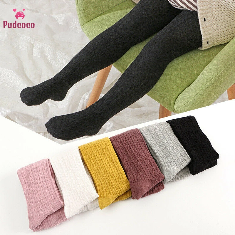 Pudcoco-medias de punto c&aacute;lidas para ni&ntilde;os, medias gruesas de colores caramelo, pantimedias, pantalones, 0-6T, oto&ntilde;o e invierno, 2020-0