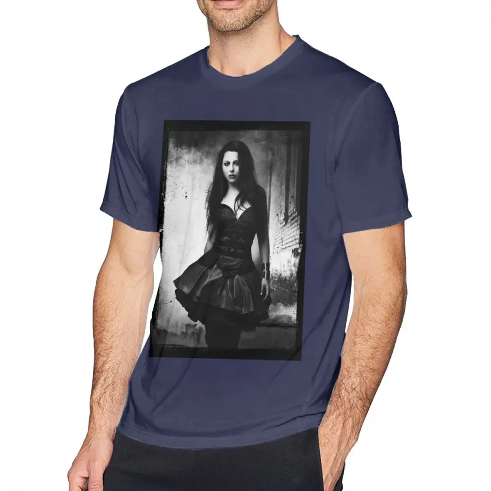 Amy Lee From Evanescence T Shirt Summer Men's T Shirts Print T-Shirt Basic Men Casua Tee Shirt 5XL 6XL Oversized Cotton T-Shirts - Цвет: navy blue