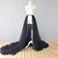 black detachable tulle 5 layers for bridal overlay skirt for wedding skirt elastic long tulle over skirt detachable skirt 2021