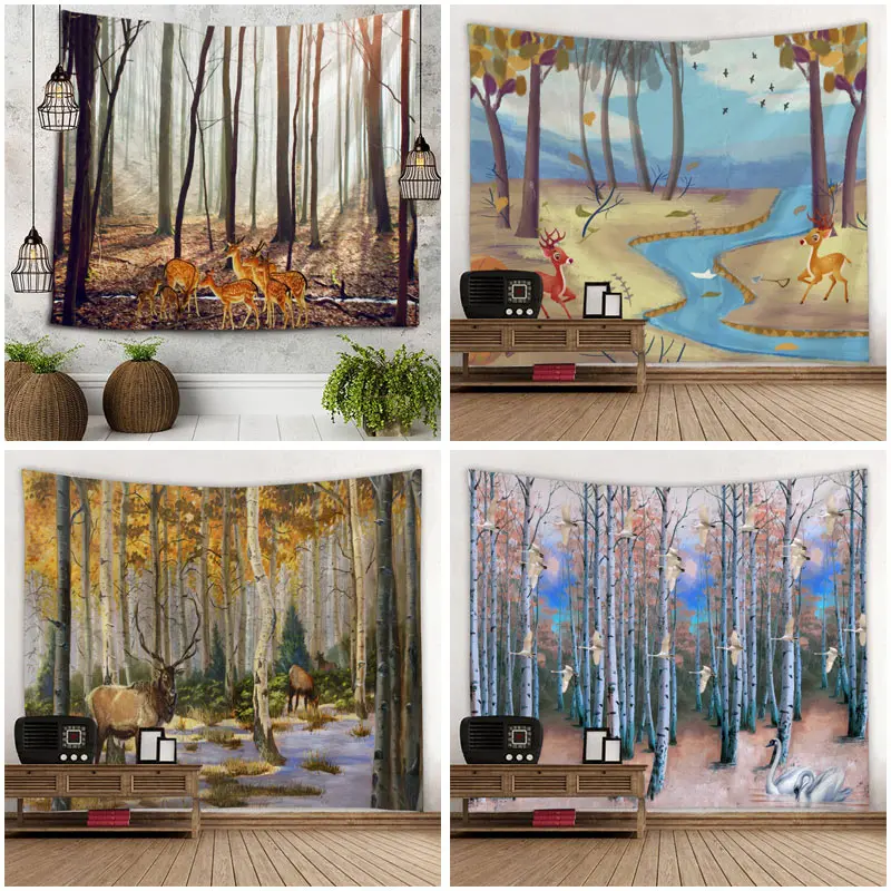 Настенный гобелен с креативным 3D принтом тропических листьев лаконичный рисунок