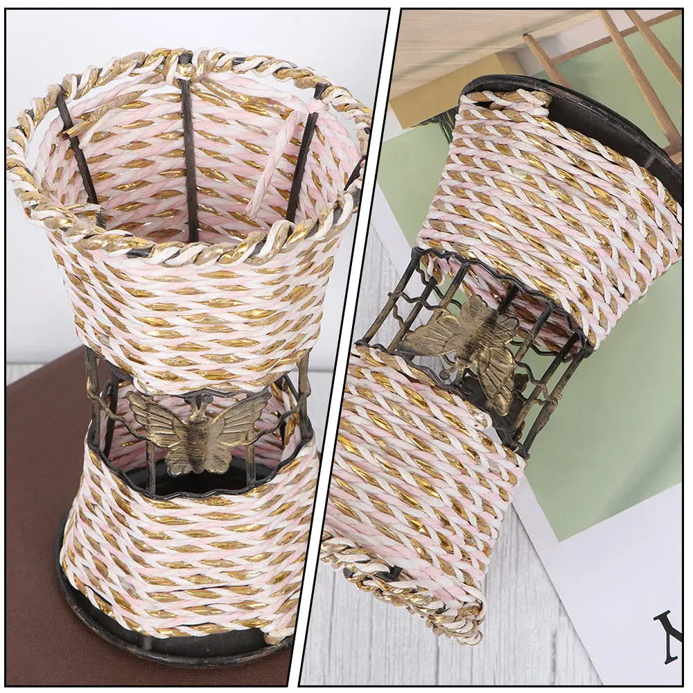 

2pcs Desktop Decorative Vase Pastoral Style Woven Flower Vase for Wedding Decor