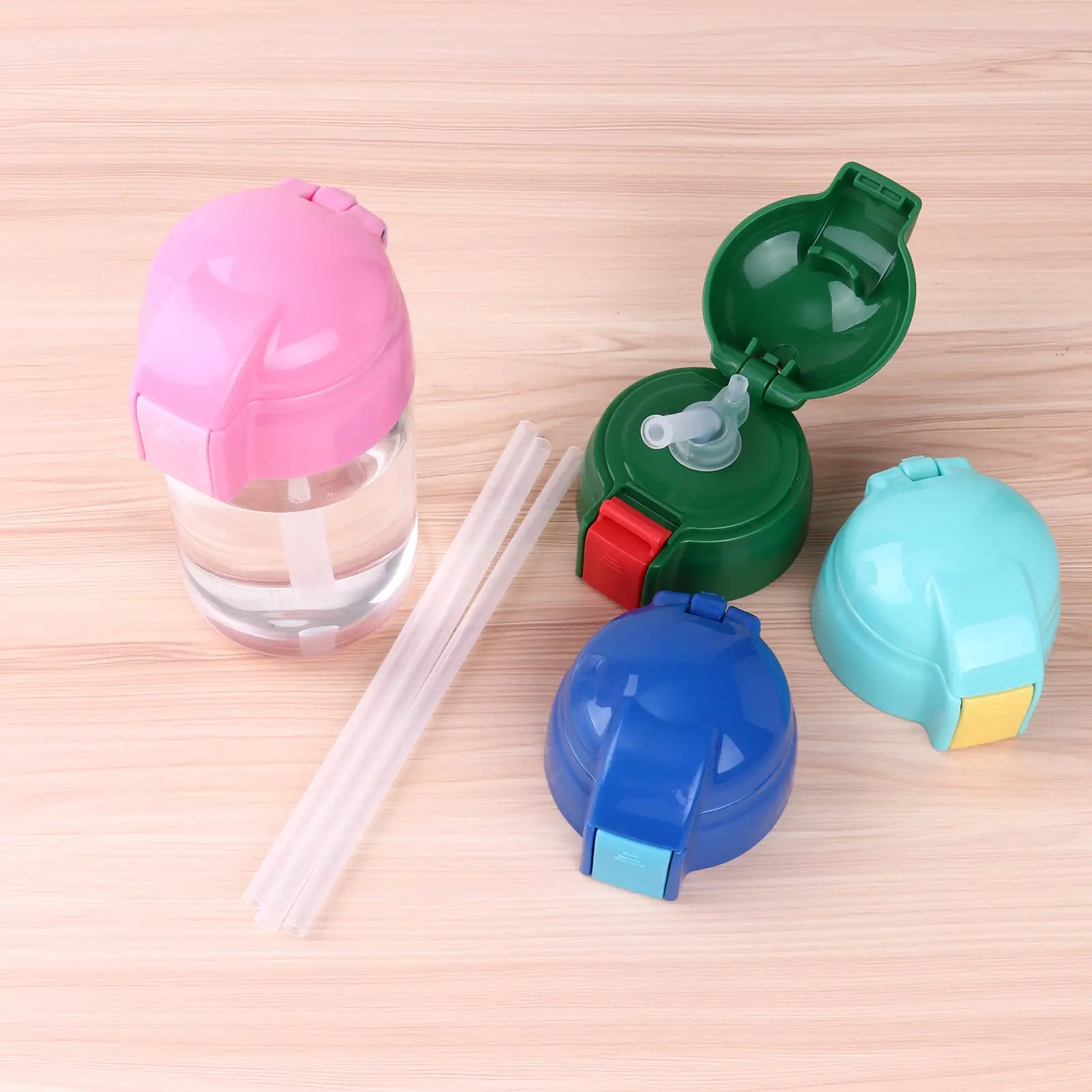 

Baby Press Type Water Bottle Cover Reusable Plastic Leak Proof Sealing Mug Cap Drinking Cup Lid with Straw Kids Cups Accessories