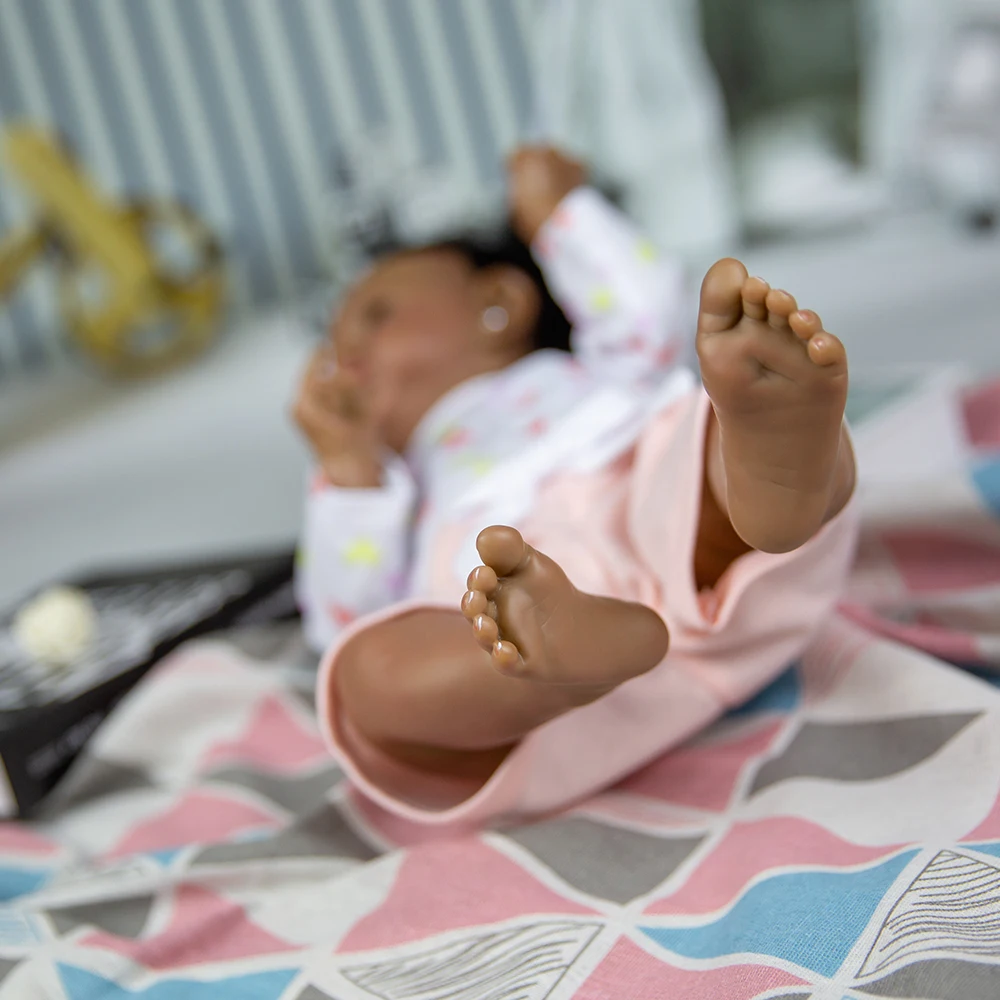

22inch Bebe Doll Reborn Baby Dolls 58cm Full Body Silicone Boneca Doll Black Skin Newborn Toddlers Toys for Children Gifts