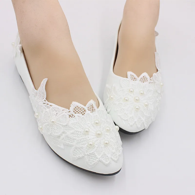 

【Xingchenmao】New white flower lady wedding flat shoes made in China fashion large wedding shoes BH2102