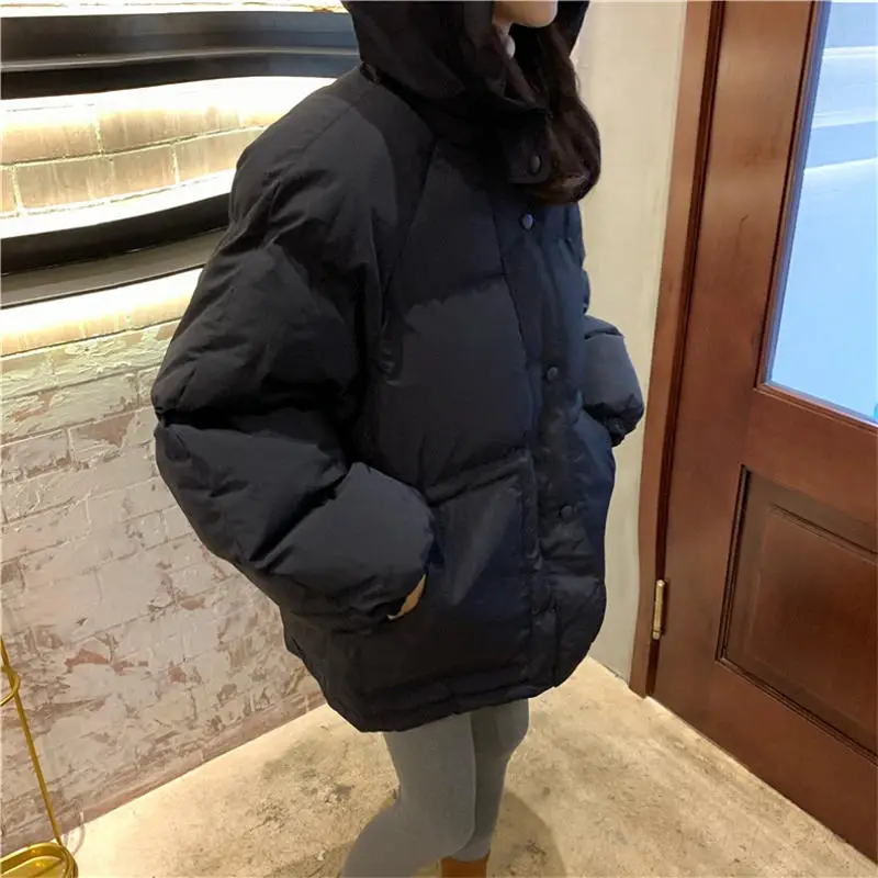 

Fashion Winter Clothes Women Jacket Loose Long Sleeve Warm Down Cotton Coat Female Padded Student Hooded Thick Woman Coats Q3024