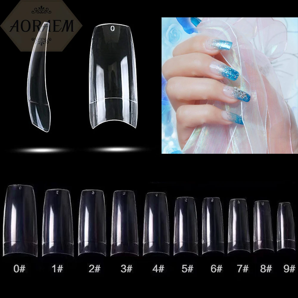 

AORAEM Artificial Fake Nails Tip 500pcs with Bag French Flase Half Nail Tips Press on Nails Square Natural Transparent Nail Art