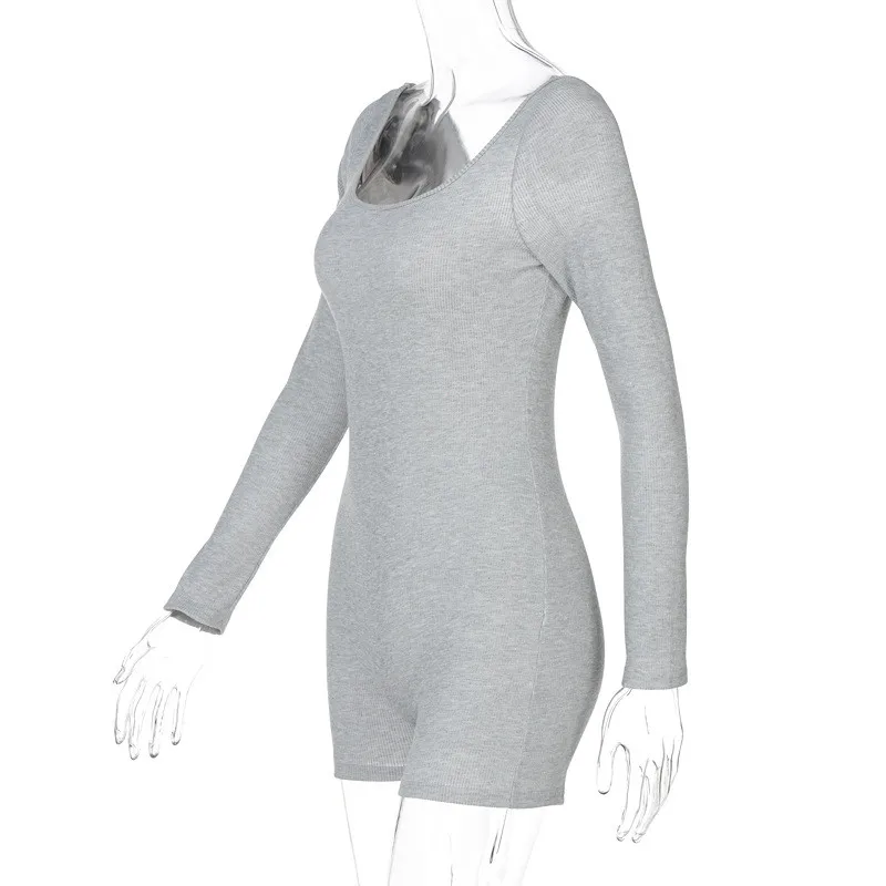 

CNYISHE Fashion Long Sleeve Fitness Playsuits Women Rompers Summer Knitted Casual Skinny Jumpsuit Female One Piece Sexy Overalls