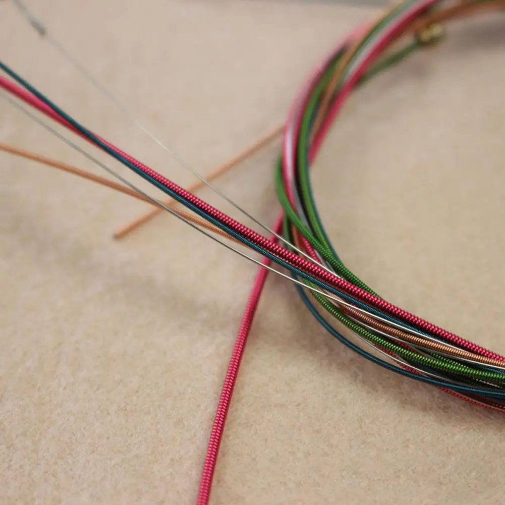 6 шт./партия красочные гитарные струны E A для акустической гитары народного