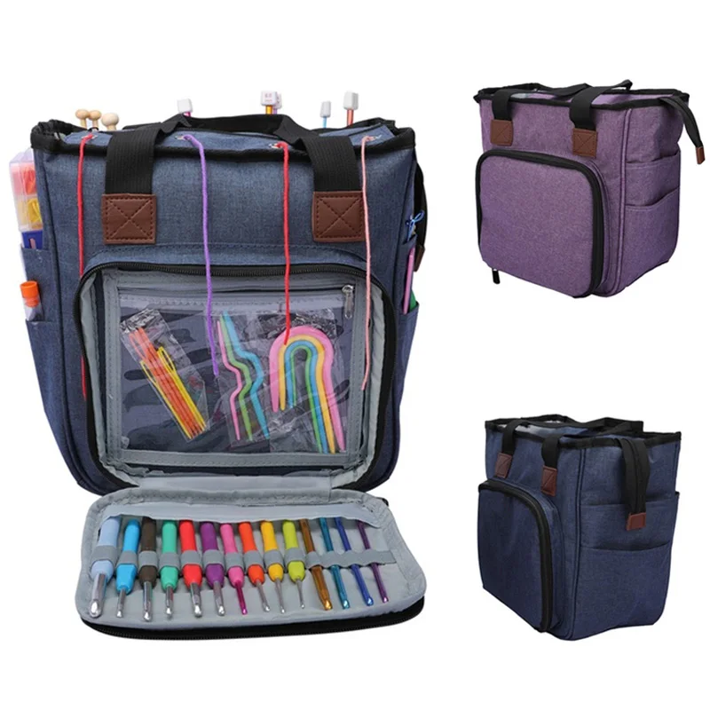 Новые товары для вязания сумки хранения фиолетовая Синяя вязаная пряжа