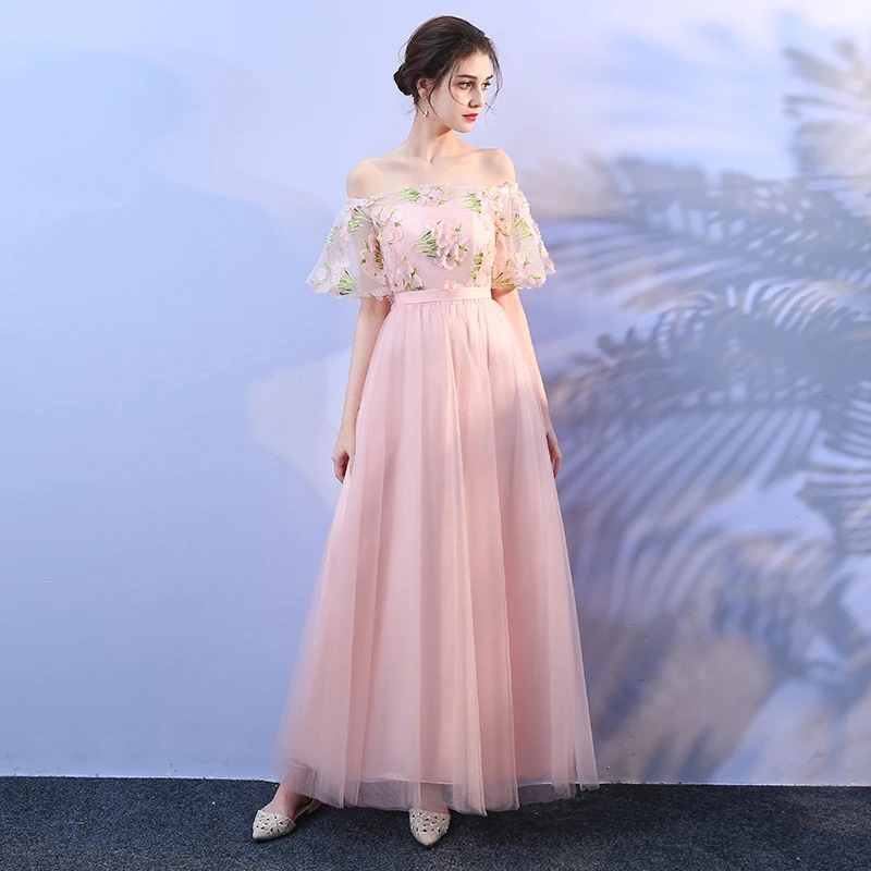 Женское платье подружки невесты розовое большого размера элегантное для свадьбы