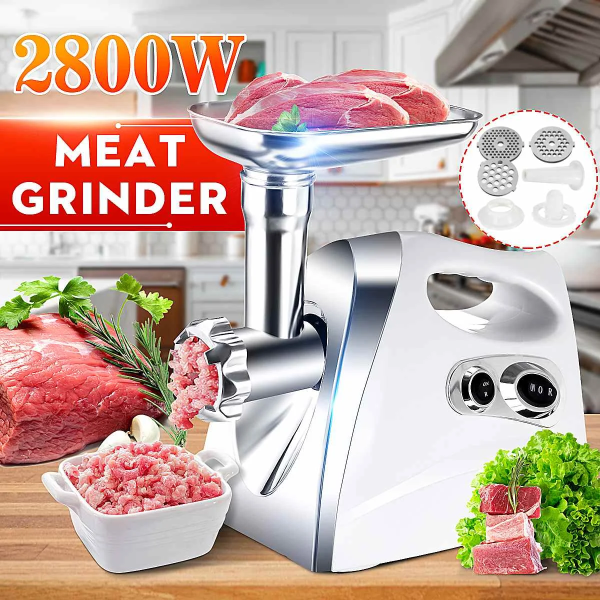 

Электрическая мясорубка из нержавеющей стали, 2800 Вт, 220 В