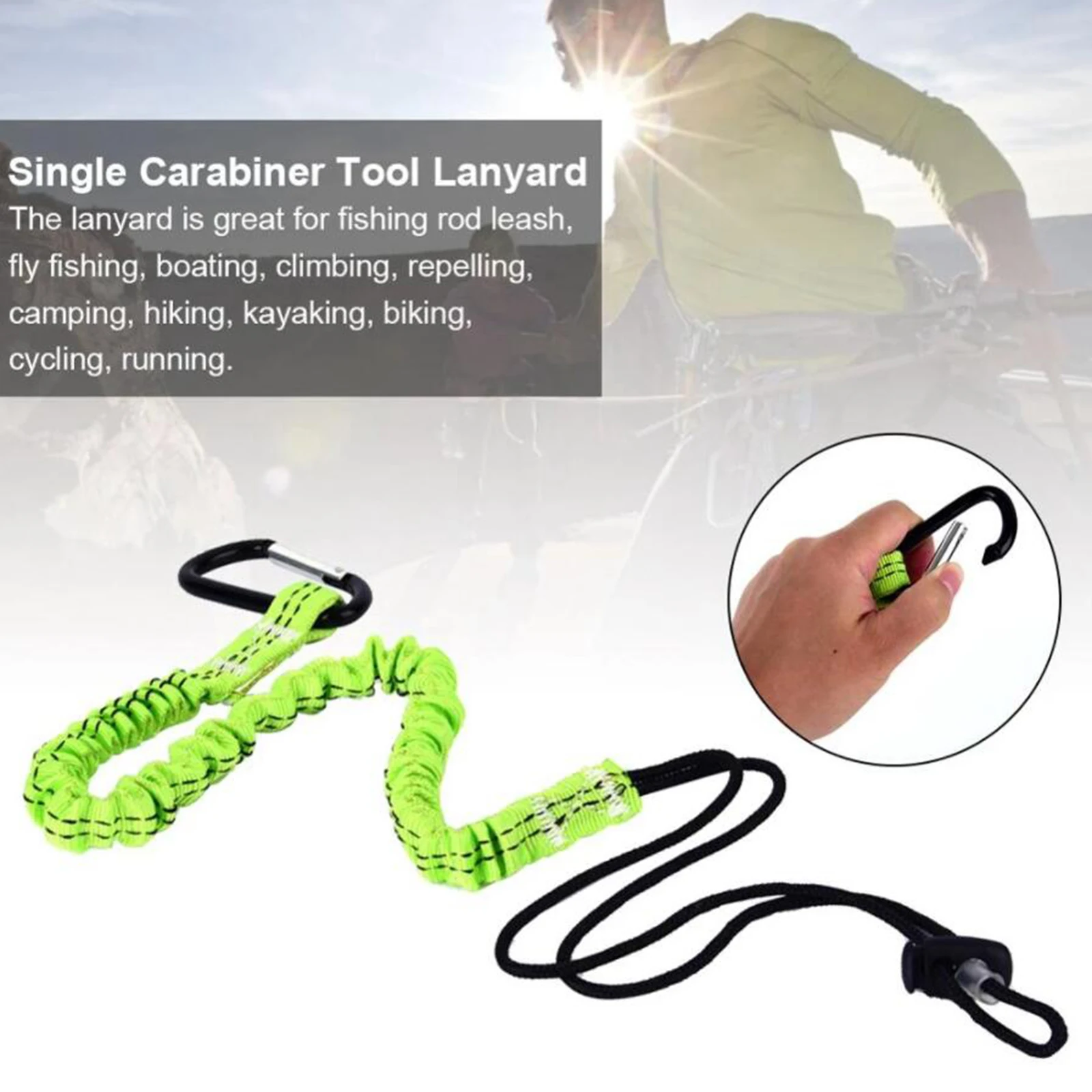 

Durable Nylon Single Carabiner Lanyard Safety Rescue Rope Cord Buckle Outdoor Caving Exploration Accessories 47inch