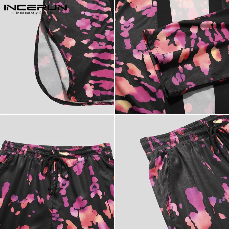 

INCERUN Fashion Men Printing Sets Casual 3/4 Sleeve Open Stitch Shirt Kimono Beach Shorts 2 Pieces Streetwear Men Hawaiian Suits