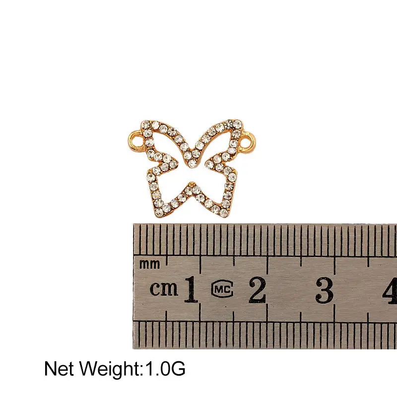 

10Pcs Shiny Rhinestone Hollow Butterfly Alloy Charms Pendant 2 Holes Connectors Insect Charm For DIY Necklace Making Accessories